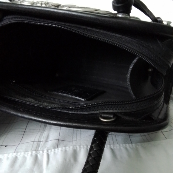 Brighton Chantilly Black Leather Croc Satchel Handbag/Shoulder Bag - Picture 4 of 5